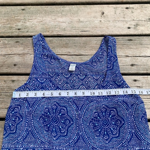 💛 Old Navy Blue & White Printed Sleeveless Tank Top Blouse L / G - Picture 3 of 5